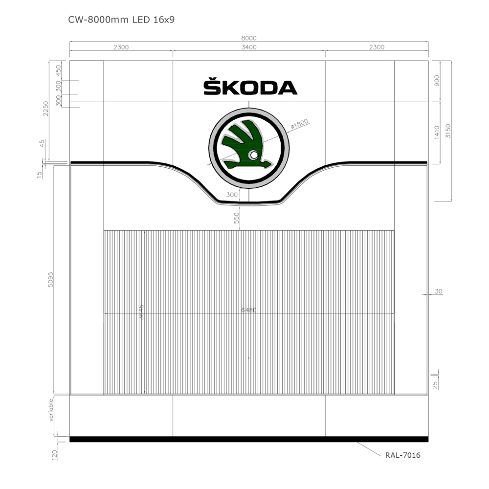LED Communication Wall - 8000mm - Skoda auto